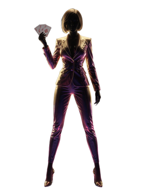 XON Casino Live Dealer Cyberpunk-Charakter mit Neon-Gold-Beleuchtung